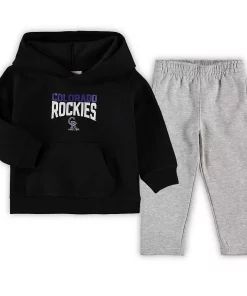 Toddler Black/Heathered Gray Colorado Rockies Fan Flare Fleece Hoodie and Pants Set