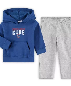Toddler Royal/Heathered Gray Chicago Cubs Fan Flare Fleece Hoodie and Pants Set