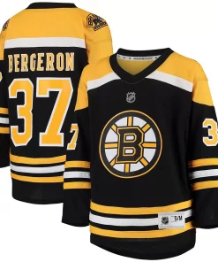 Youth Patrice Bergeron Black Boston Bruins Home Replica Player Jersey