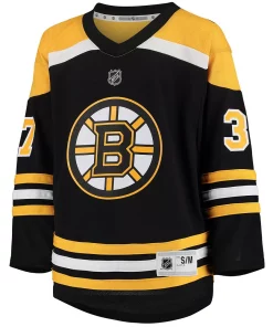Youth Patrice Bergeron Black Boston Bruins Home Replica Player Jersey -MLB Shop 4906224 ALT2