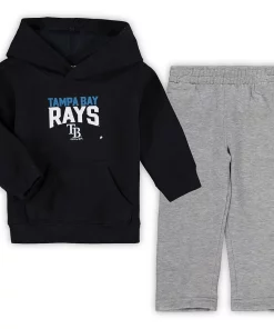 Toddler Navy/Heathered Gray Tampa Bay Rays Fan Flare Fleece Hoodie and Pants Set