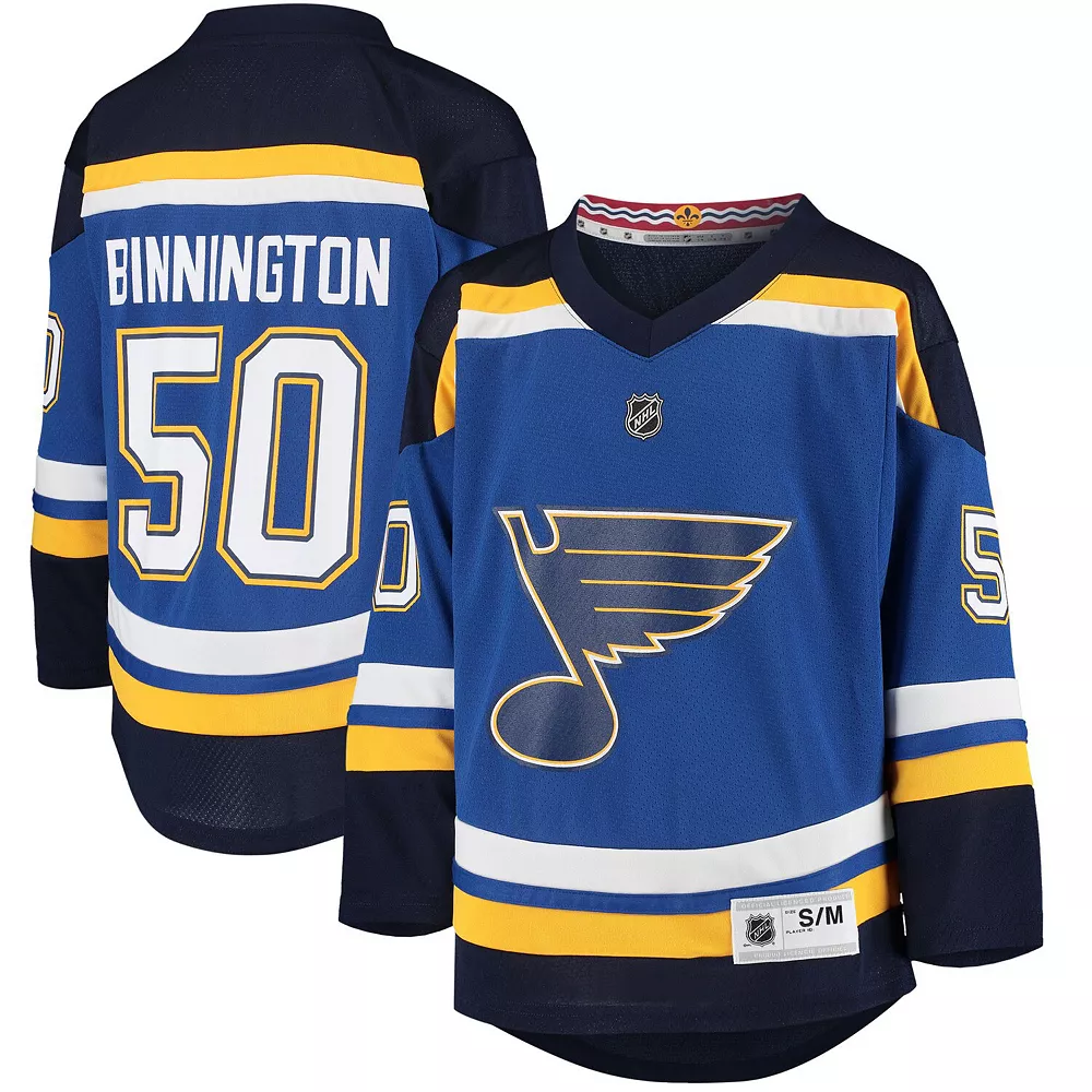 Youth Jordan Binnington Blue St. Louis Blues Home Replica Player Jersey 1 Youth Jordan Binnington Blue St. Louis Blues Home Replica Player Jersey