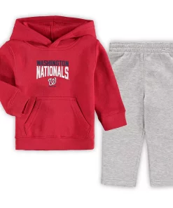 Toddler Red/Heathered Gray Washington Nationals Fan Flare Fleece Hoodie and Pants Set