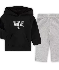 Toddler Black/Heathered Gray Chicago White Sox Fan Flare Fleece Hoodie and Pants Set