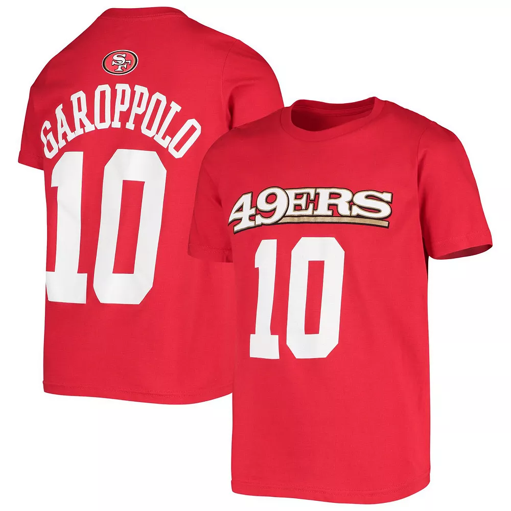 Youth Jimmy Garoppolo Scarlet San Francisco 49ers Mainliner Name & Number T-Shirt 1 Youth Jimmy Garoppolo Scarlet San Francisco 49ers Mainliner Name & Number T-Shirt