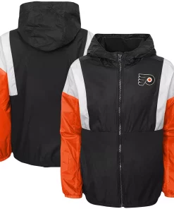 Youth Black Philadelphia Flyers Stadium Colorblock Full-Zip Windbreaker Jacket