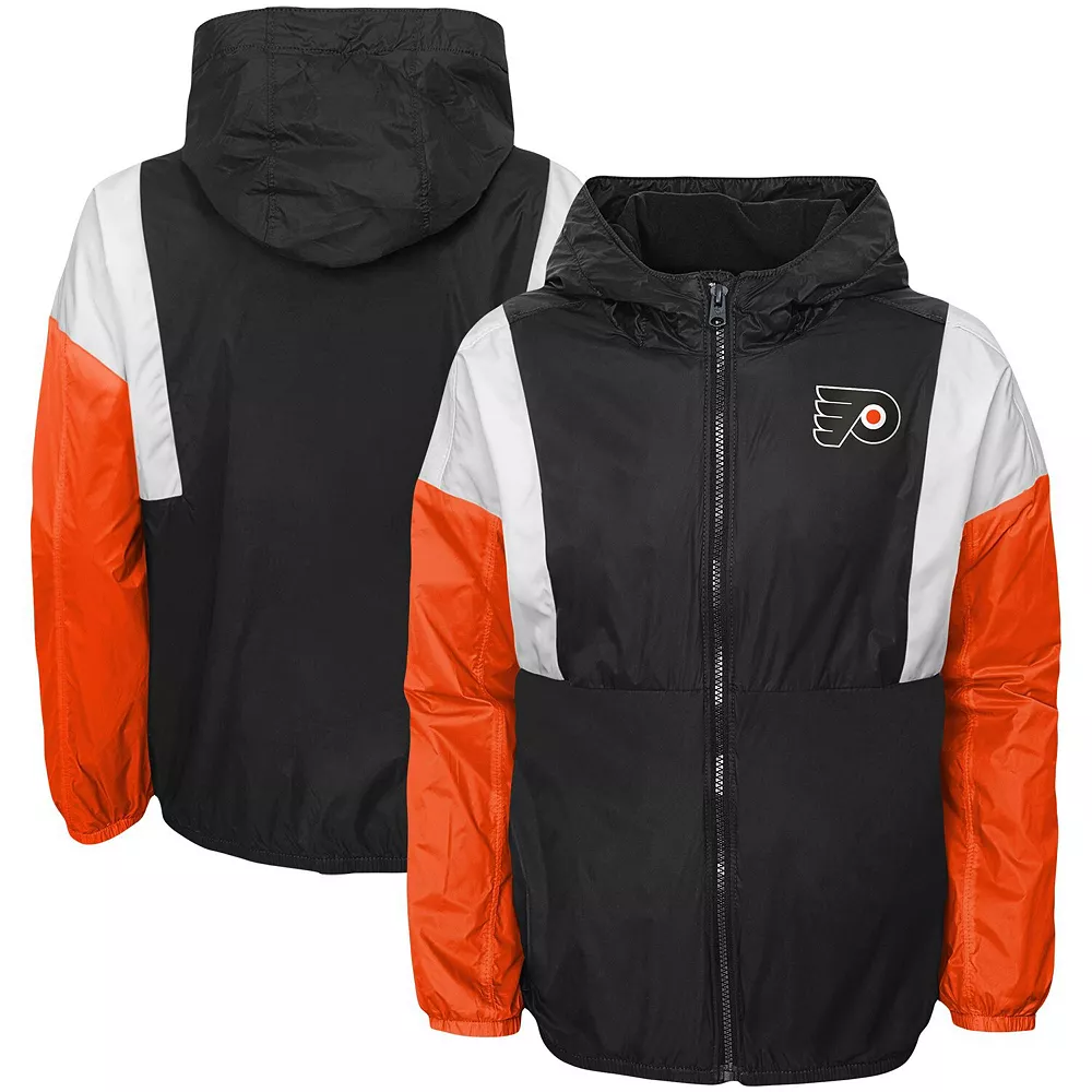 Youth Black Philadelphia Flyers Stadium Colorblock Full-Zip Windbreaker Jacket 2 Youth Black Philadelphia Flyers Stadium Colorblock Full-Zip Windbreaker Jacket - Image 2