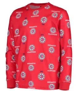 Youth Red LA Clippers Allover Print Long Sleeve T-Shirt and Pants Sleep Set 6 Youth Red LA Clippers Allover Print Long Sleeve T-Shirt and Pants Sleep Set -MLB Shop 4919667 ALT2