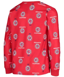 Youth Red LA Clippers Allover Print Long Sleeve T-Shirt and Pants Sleep Set 7 Youth Red LA Clippers Allover Print Long Sleeve T-Shirt and Pants Sleep Set -MLB Shop 4919667 ALT3