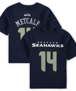 Preschool DK Metcalf College Navy Seattle Seahawks Mainliner Player Name & Number T-Shirt