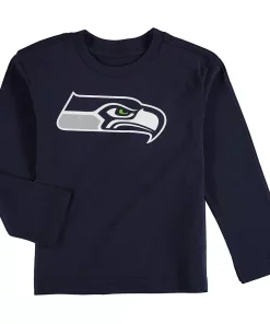Seattle Seahawks Preschool Team Logo Long Sleeve T-Shirt - College Navy