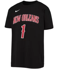 Youth Outerstuff Zion Williamson Black New Orleans Pelicans Dark Icon Name & Number T-Shirt -MLB Shop 4964915 ALT2