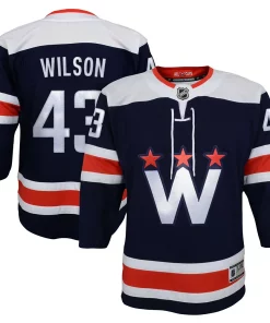 Alternative view of Youth Tom Wilson Navy Washington Capitals 2020/21 Alternate Premier Player Jersey
