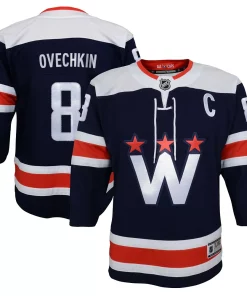 Alternative view of Youth Alexander Ovechkin Navy Washington Capitals 2020/21 Alternate Premier Player Jersey