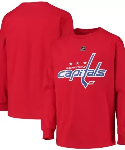 Youth Red Washington Capitals Primary Logo Long Sleeve T-Shirt -MLB Shop 4983876 ALT