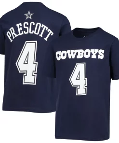 Youth Dak Prescott Navy Dallas Cowboys Mainliner Player Name & Number T-Shirt