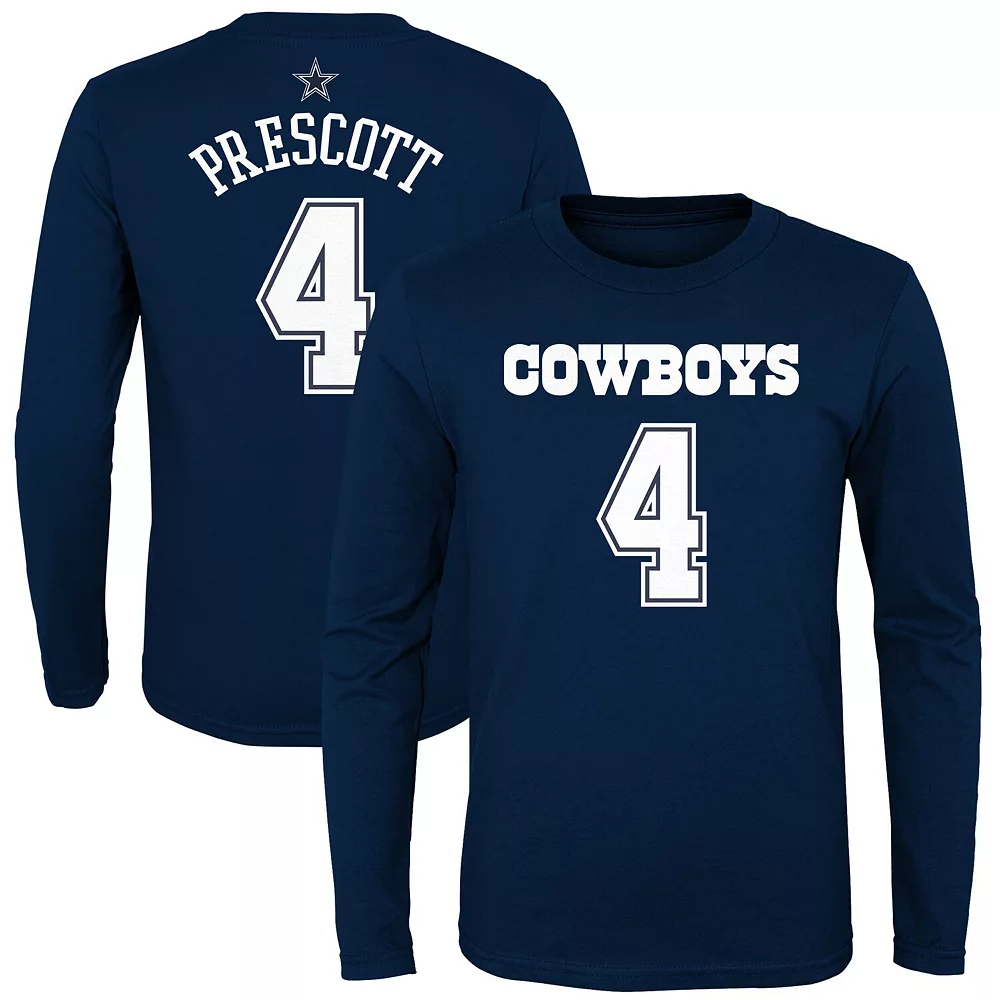 Youth Dak Prescott Navy Dallas Cowboys Mainliner Player Name & Number Long Sleeve T-Shirt 1 Youth Dak Prescott Navy Dallas Cowboys Mainliner Player Name & Number Long Sleeve T-Shirt