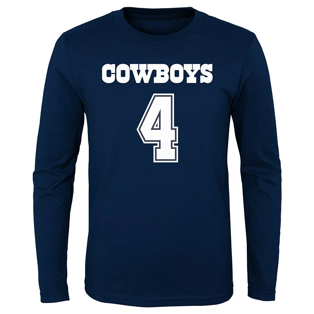 Youth Dak Prescott Navy Dallas Cowboys Mainliner Player Name & Number Long Sleeve T-Shirt 3 Youth Dak Prescott Navy Dallas Cowboys Mainliner Player Name & Number Long Sleeve T-Shirt - Image 3