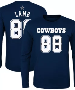 Youth CeeDee Lamb Navy Dallas Cowboys Mainliner Player Name & Number Long Sleeve T-Shirt