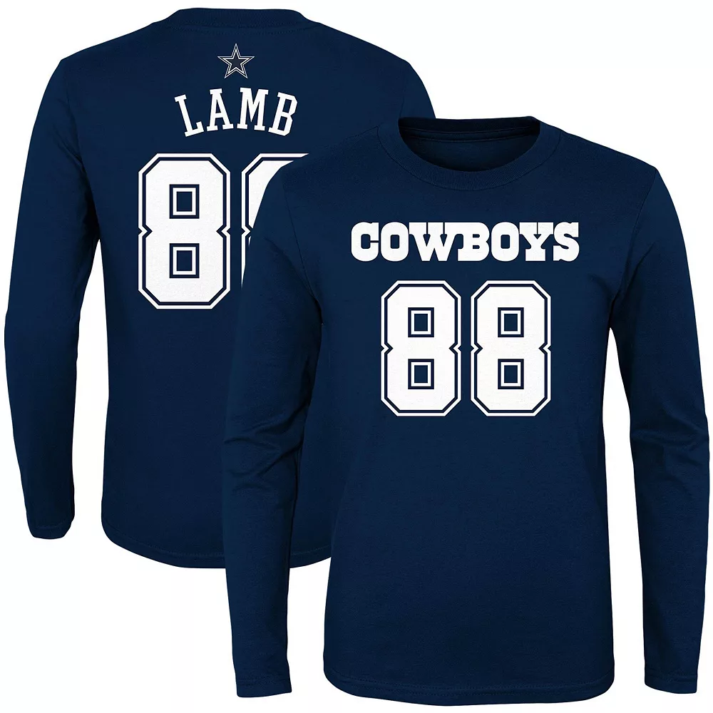 Youth CeeDee Lamb Navy Dallas Cowboys Mainliner Player Name & Number Long Sleeve T-Shirt 2 Youth CeeDee Lamb Navy Dallas Cowboys Mainliner Player Name & Number Long Sleeve T-Shirt - Image 2