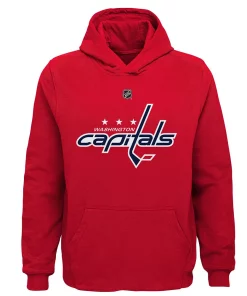 Youth Red Washington Capitals Primary Logo Pullover Hoodie
