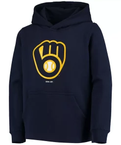 Youth Navy Milwaukee Brewers Primary Team Logo Pullover Hoodie -MLB Shop 5085325 ALT2