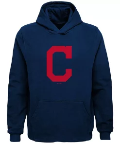 Youth Navy Cleveland Indians Primary Team Logo Pullover Hoodie