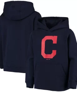 Alternative view of Youth Navy Cleveland Indians Primary Team Logo Pullover Hoodie