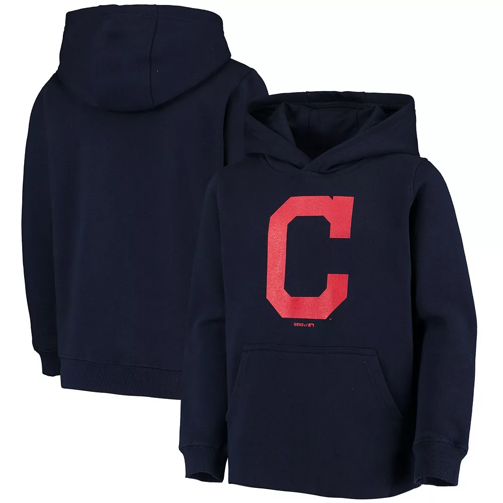 Youth Navy Cleveland Indians Primary Team Logo Pullover Hoodie 2 Youth Navy Cleveland Indians Primary Team Logo Pullover Hoodie - Image 2