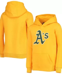 Youth Gold Oakland Athletics Primary Team Logo Pullover Hoodie