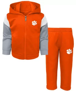 Toddler Orange Clemson Tigers Fleece Full-Zip Hoodie and Pants Set