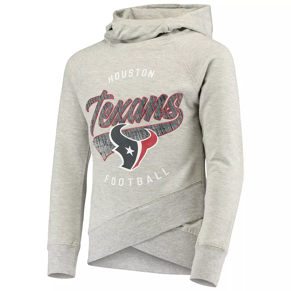 Girls Youth Heathered Gray Houston Texans Bossy Funnel Neck Raglan Pullover Hoodie 3 Girls Youth Heathered Gray Houston Texans Bossy Funnel Neck Raglan Pullover Hoodie - Image 3