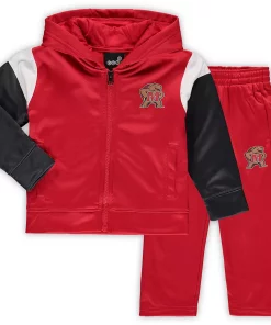 Toddler Red Maryland Terrapins Fleece Full-Zip Hoodie and Pants Set