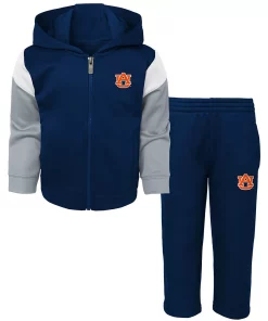 Toddler Navy Auburn Tigers Fleece Full-Zip Hoodie and Pants Set
