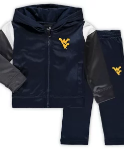 Toddler Navy West Virginia Mountaineers Fleece Full-Zip Hoodie and Pants Set