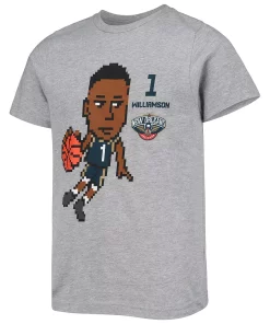 Youth Zion Williamson Heathered Gray New Orleans Pelicans Pixel Player T-Shirt -MLB Shop 5367830 ALT2
