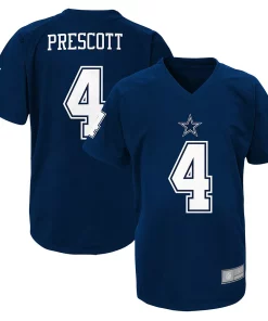Youth Dak Prescott Navy Dallas Cowboys Performance Player Name & Number Raglan V-Neck T-Shirt