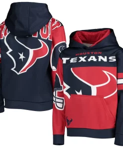 Youth Red/Navy Houston Texans First and Goal Pullover Hoodie -MLB Shop 5378907 ALT