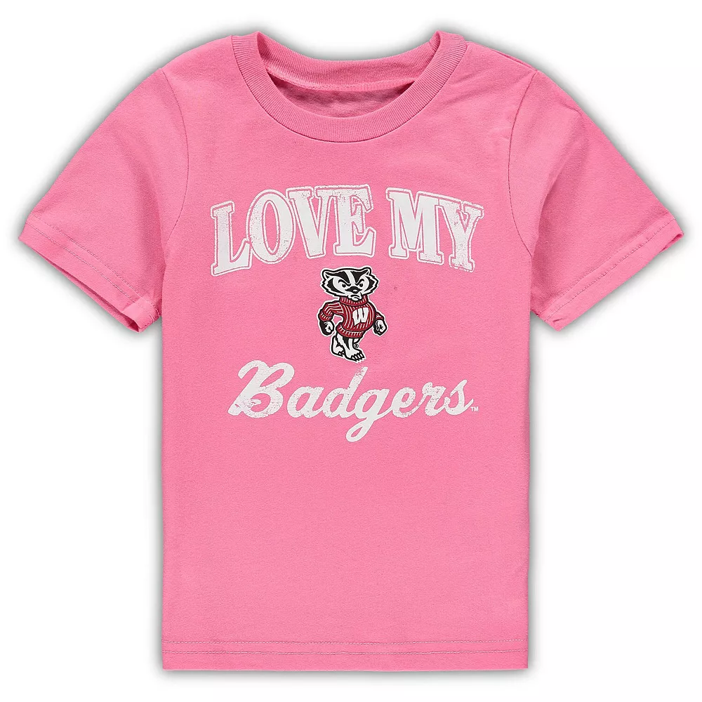 Girls Toddler Pink Wisconsin Badgers Love My Team T-Shirt 1 Girls Toddler Pink Wisconsin Badgers Love My Team T-Shirt