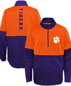 Youth Purple/Orange Clemson Tigers Quick Snap Spine Print Quarter-Zip Jacket -MLB Shop 5385691 ALT