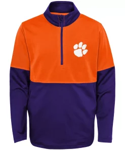 Youth Purple/Orange Clemson Tigers Quick Snap Spine Print Quarter-Zip Jacket -MLB Shop 5385691 ALT2