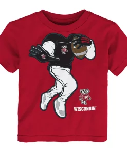 Toddler Red Wisconsin Badgers Yard Rush II Football Player T-Shirt -MLB Shop 5386138 ALT