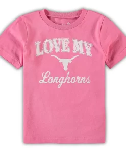 Girls Toddler Pink Texas Longhorns Love My Team T-Shirt