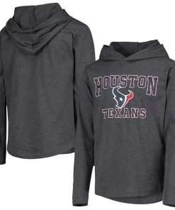 Youth Heathered Gray Houston Texans First Round Pick Long Sleeve Hoodie T-Shirt