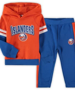 Toddler Orange/Royal New York Islanders Miracle On Ice Raglan Pullover Hoodie & Pants Set