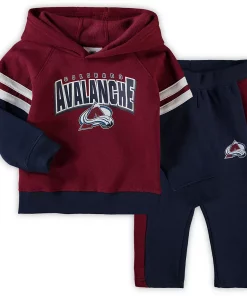 Toddler Burgundy/Navy Colorado Avalanche Miracle On Ice Raglan Pullover Hoodie & Pants Set