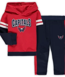 Toddler Red/Navy Washington Capitals Miracle On Ice Raglan Pullover Hoodie & Pants Set
