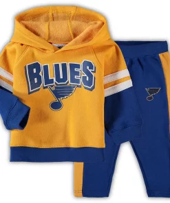 Toddler Gold/Blue St. Louis Blues Miracle On Ice Raglan Pullover Hoodie & Pants Set