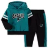Toddler Teal/Black San Jose Sharks Miracle On Ice Raglan Pullover Hoodie & Pants Set
