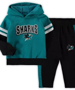 Toddler Teal/Black San Jose Sharks Miracle On Ice Raglan Pullover Hoodie & Pants Set